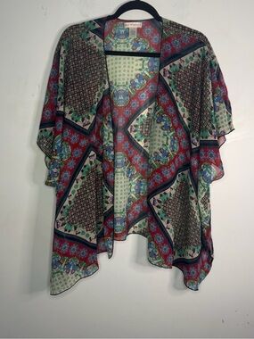 Band of Gypsies Mint & Multicolor Patchwork Kimono boho,festival,coverup